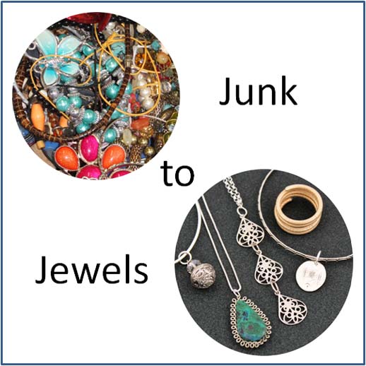 Junk to Jewels with some broken jewellery and new pieces of jewellery