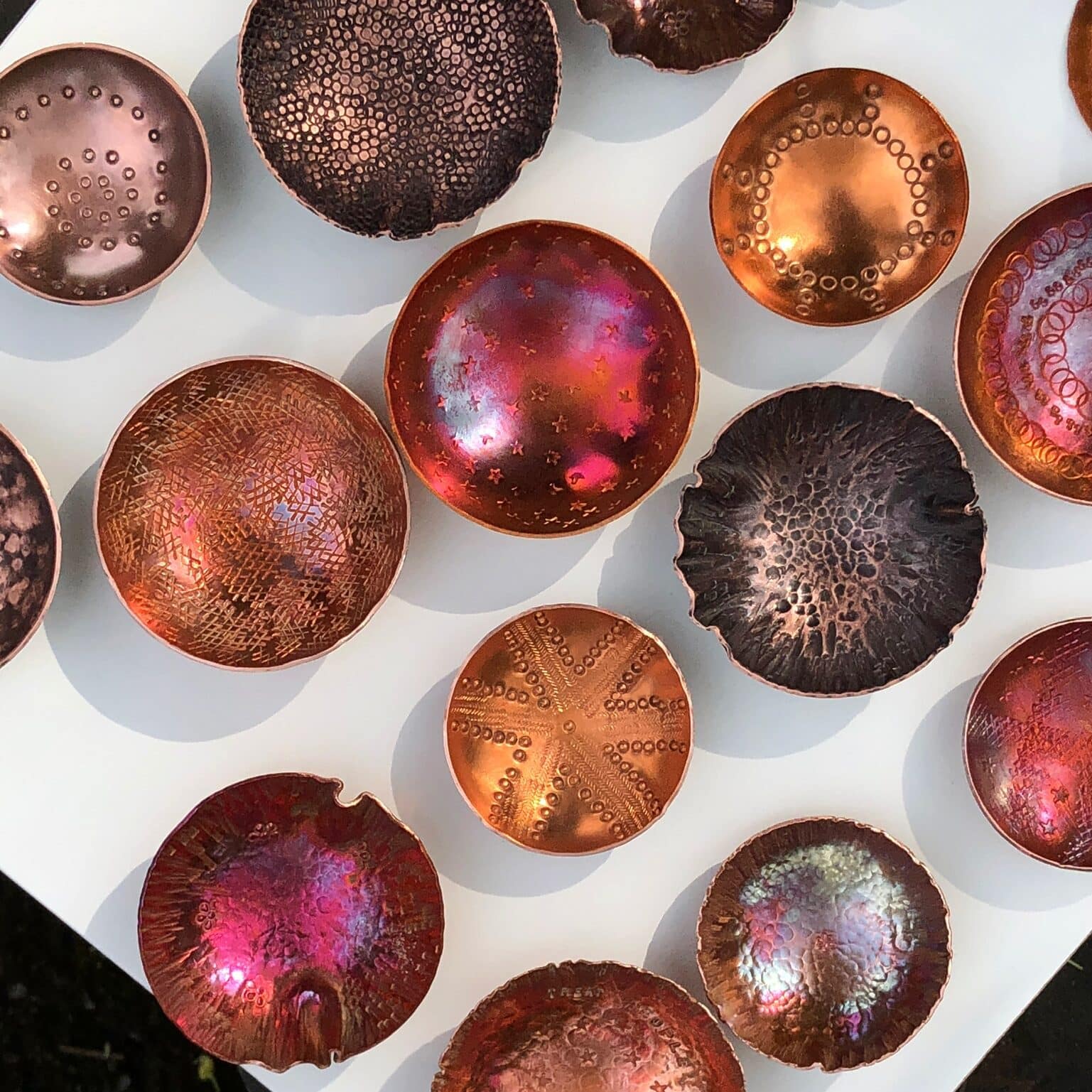 Colourful copper bowls