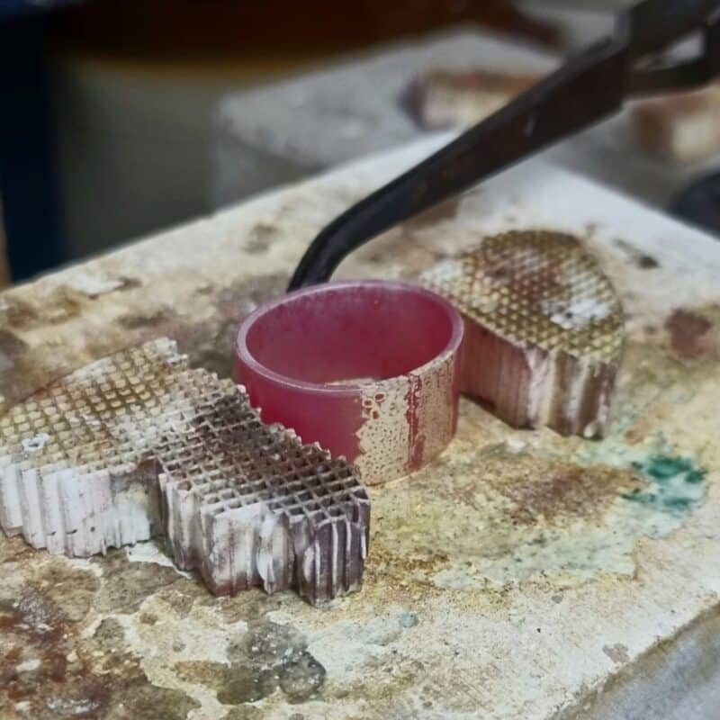 Soldering a wide silver band-red hot