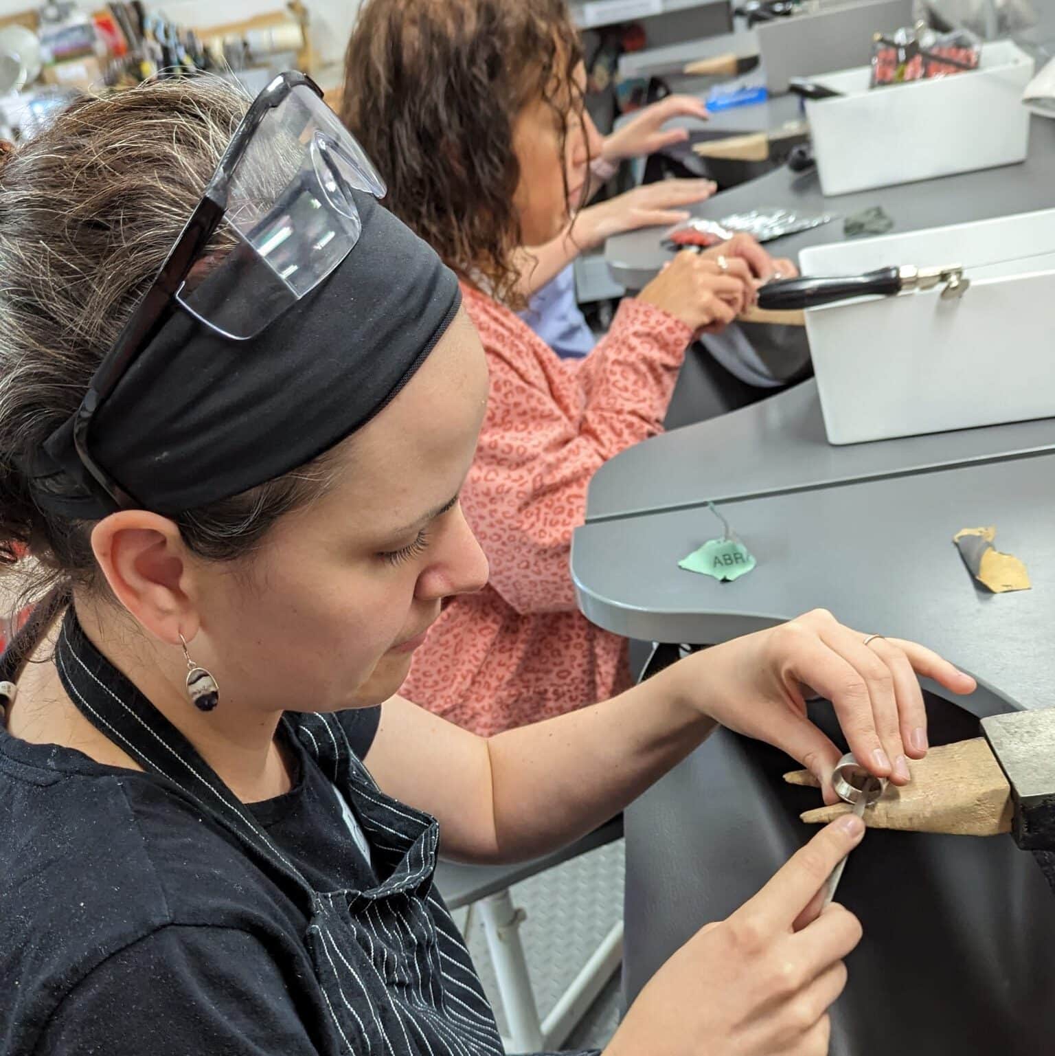 Students busy making rings in the the workshop