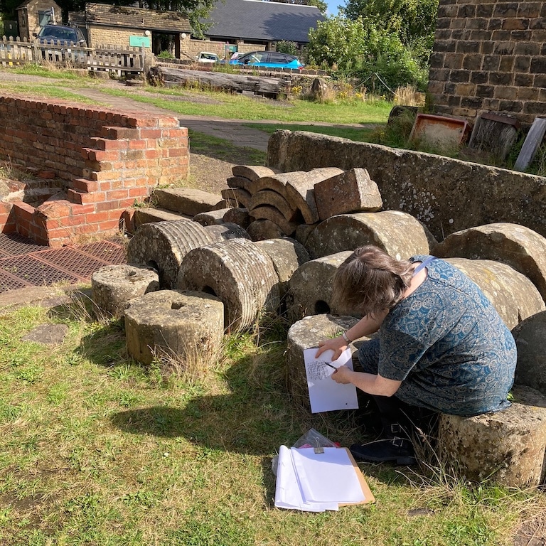 Students drawing and taking rubbings at Abbetdale