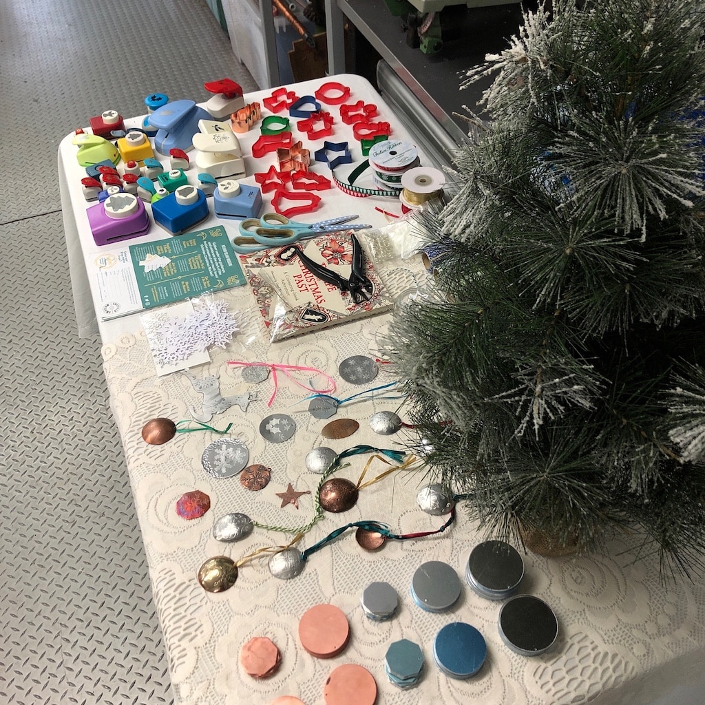 Christmas decoration workshop set up