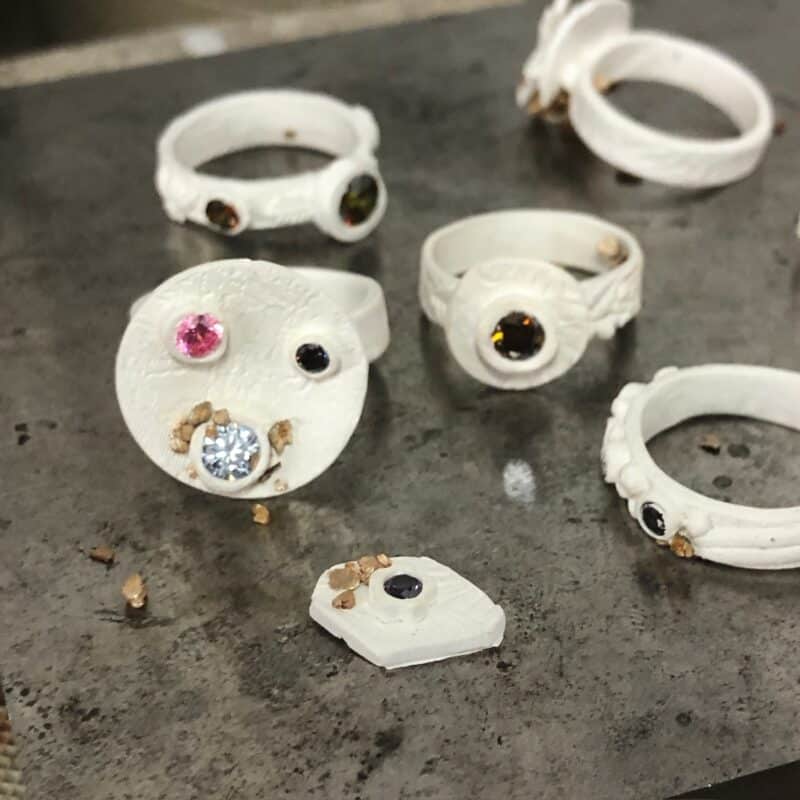Silver clay rings fresh out of the kiln