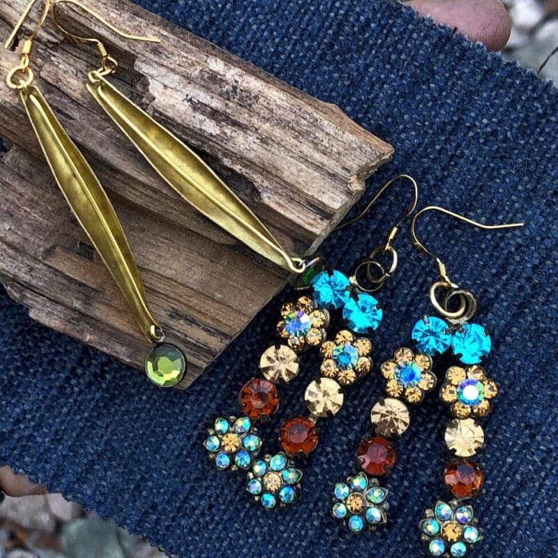 Earrings made from broken pieces of jewellery