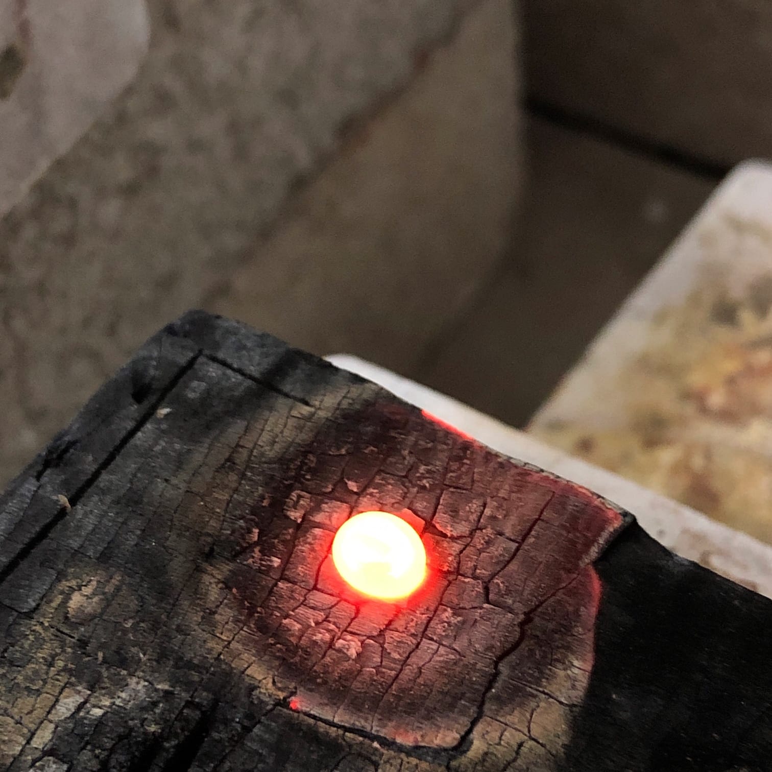 Red hot silver ball after melting