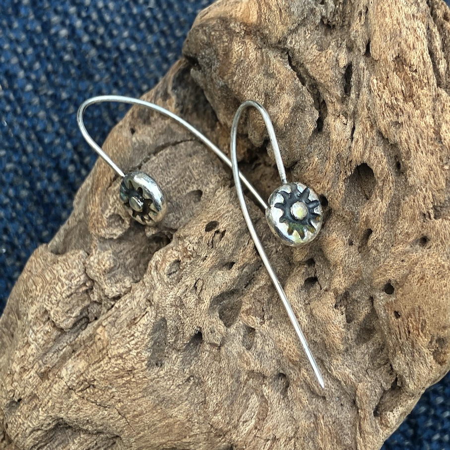 Silver Clay earrings with long hook