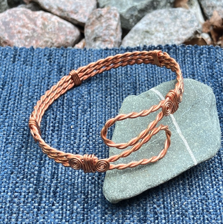 Copper Celtic bangle made from wire